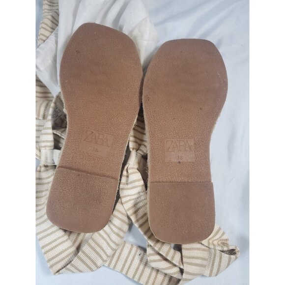 Zara Lace Up Striped Espadrille Sandals 38 , US 7.5  With dust bag - Picture 8 of 16